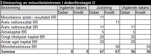 Minoritetsintresse exempel 16